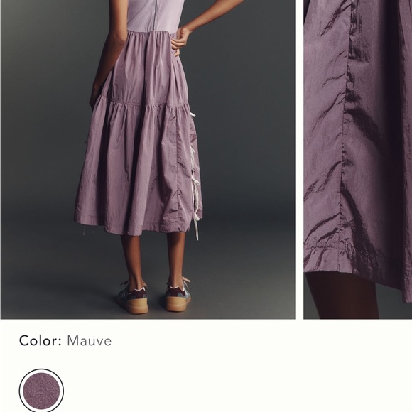 Anthropologie Daily Practice Brand Chic Lavender Midi Dress with Side Accents. - Picture 3 of 6